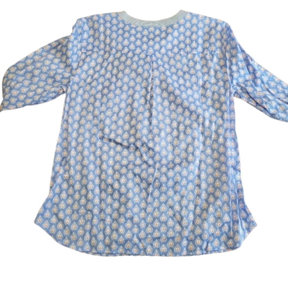 Talbots Light Blue Printed Button-Down Tunic - Picture 2 of 8